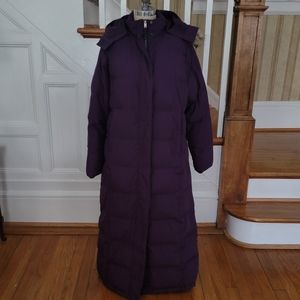 L.L.Bean UltraWarm Feather Down Purple Long Coat Womens Size Medium